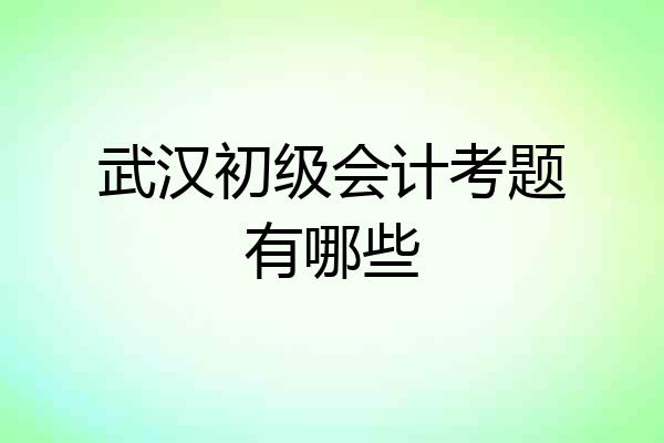 武汉初级会计考题有哪些