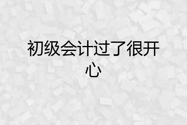 初级会计过了很开心