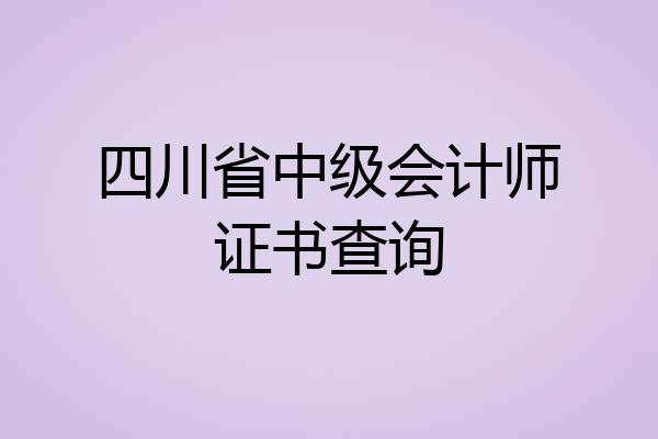 四川省中级会计师证书查询