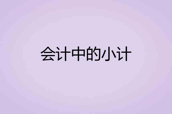会计中的小计
