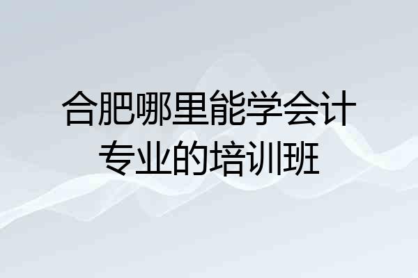 合肥哪里能学会计专业的培训班