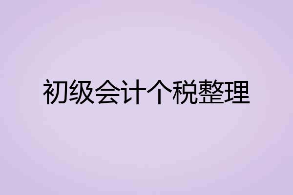 初级会计个税整理