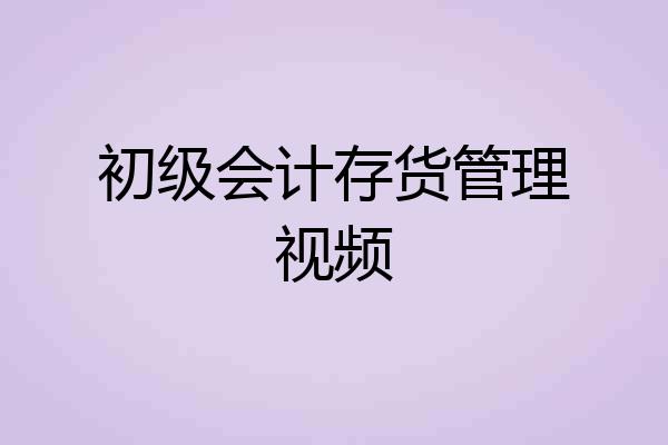 初级会计存货管理视频