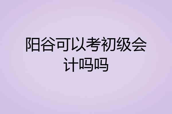 阳谷可以考初级会计吗吗