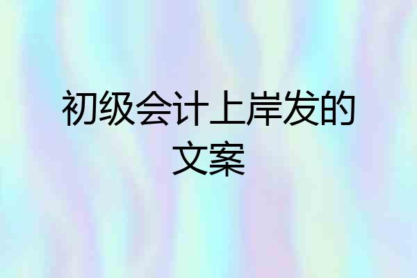 初级会计上岸发的文案