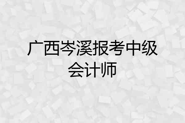 广西岑溪报考中级会计师