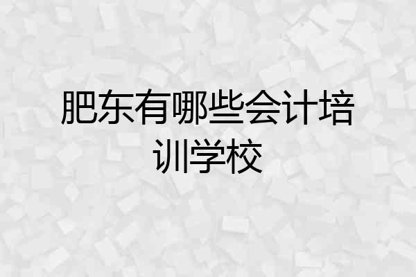 肥东有哪些会计培训学校