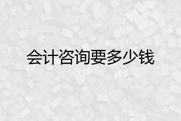 会计咨询要多少钱