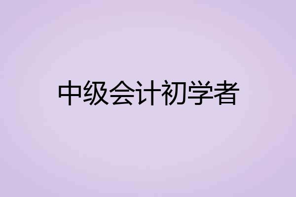 中级会计初学者
