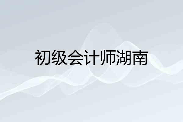 初级会计师湖南