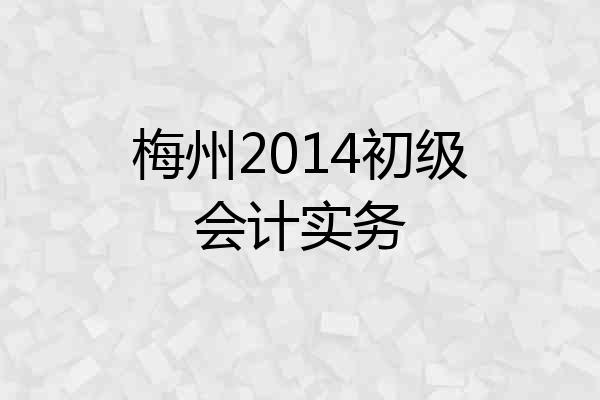梅州2014初级会计实务
