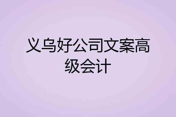 义乌好公司文案高级会计