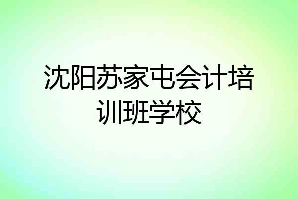 沈阳苏家屯会计培训班学校