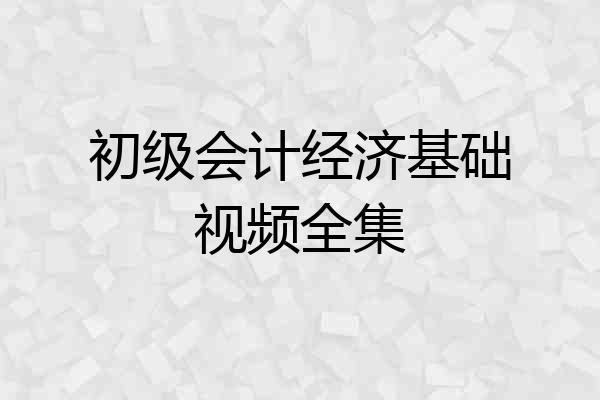 初级会计经济基础视频全集