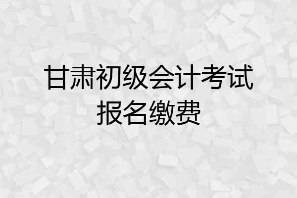 甘肃初级会计考试报名缴费