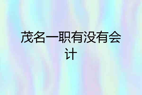 茂名一职有没有会计