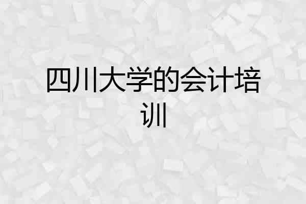 四川大学的会计培训