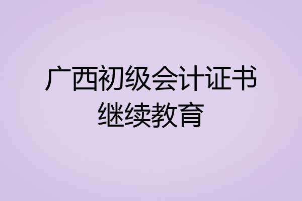 广西初级会计证书继续教育