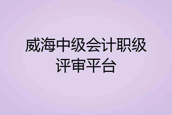 威海中级会计职级评审平台
