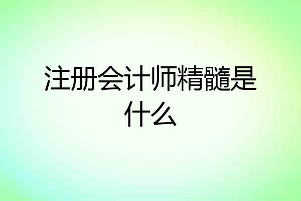 注册会计师精髓是什么