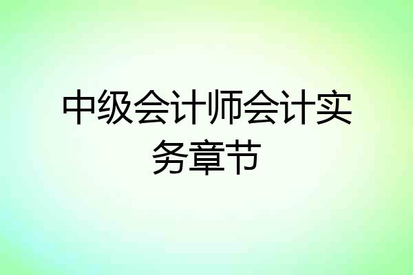 中级会计师会计实务章节