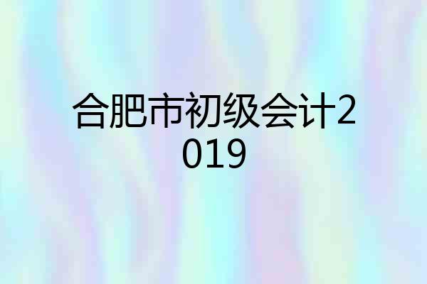 合肥市初级会计2019