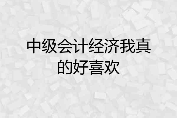 中级会计经济我真的好喜欢