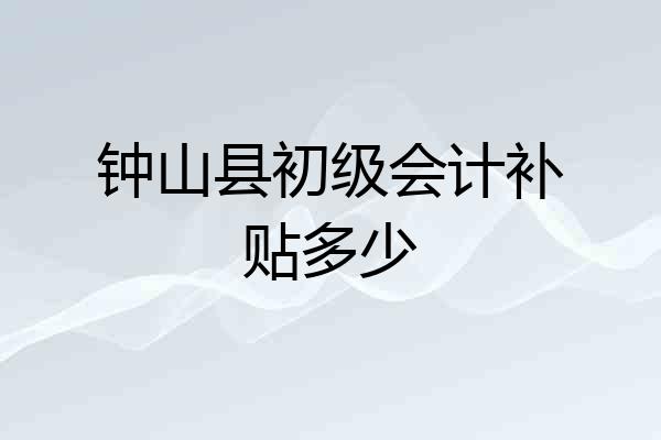 钟山县初级会计补贴多少