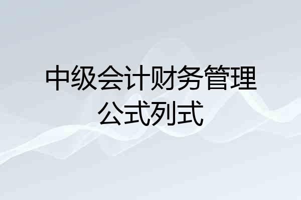 中级会计财务管理公式列式