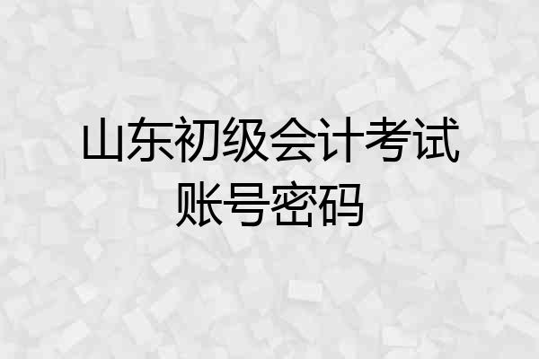 山东初级会计考试账号密码