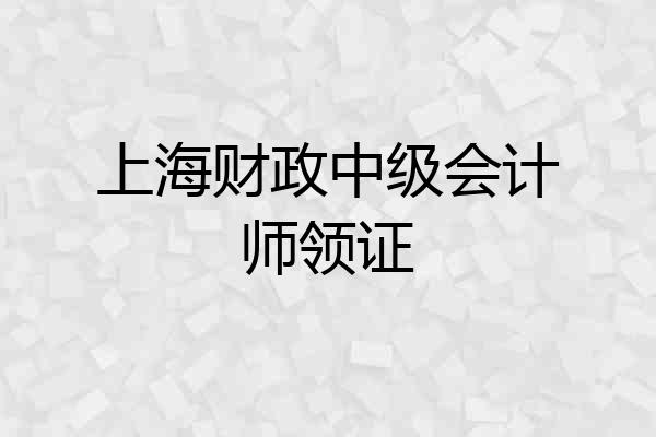 上海财政中级会计师领证