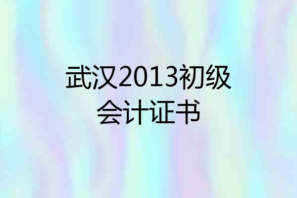 武汉2013初级会计证书