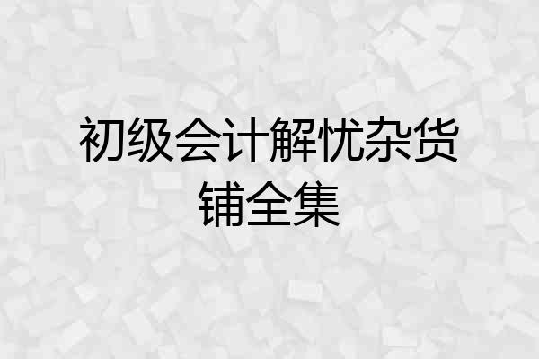 初级会计解忧杂货铺全集