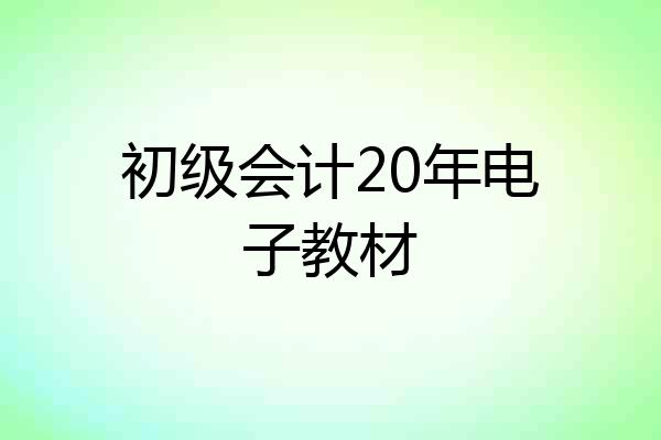 初级会计20年电子教材