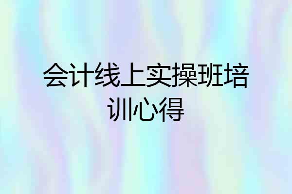会计线上实操班培训心得