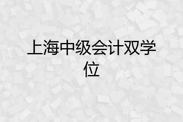 上海中级会计双学位