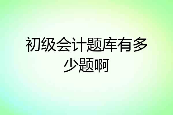 初级会计题库有多少题啊