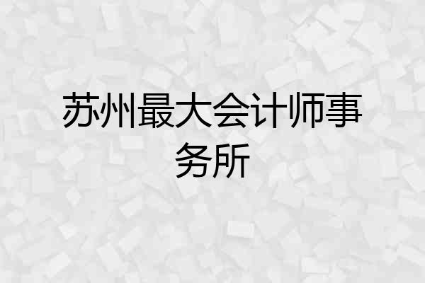 苏州最大会计师事务所