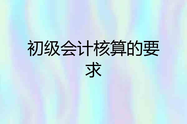 初级会计核算的要求