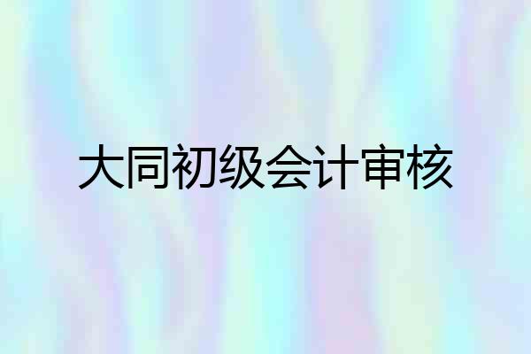 大同初级会计审核