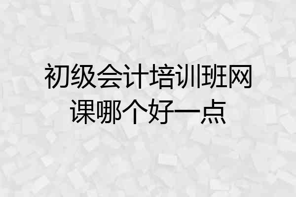 初级会计培训班网课哪个好一点