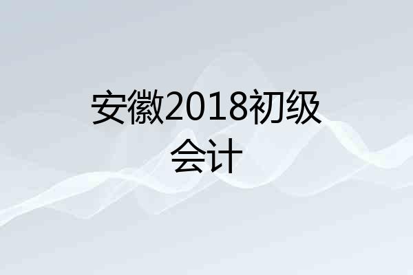安徽2018初级会计