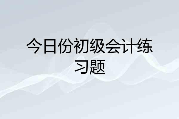 今日份初级会计练习题