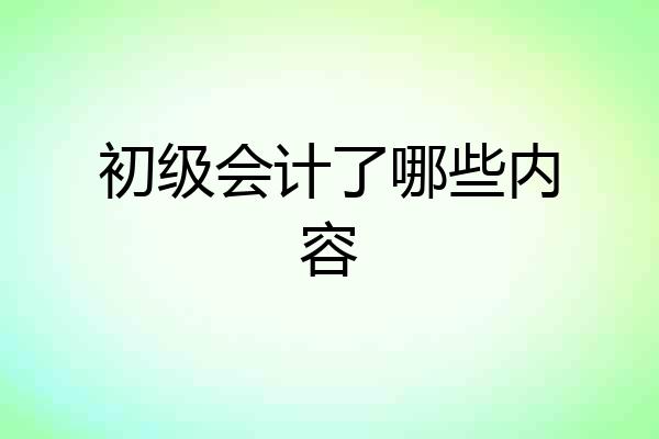 初级会计了哪些内容