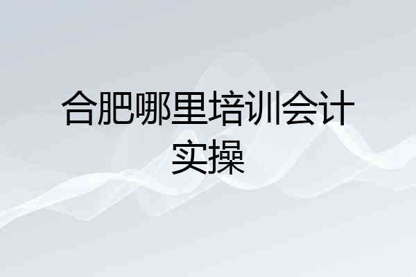 合肥哪里培训会计实操