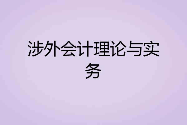 涉外会计理论与实务