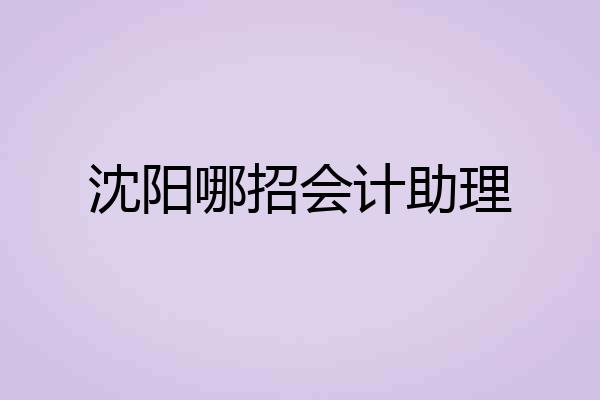 沈阳哪招会计助理