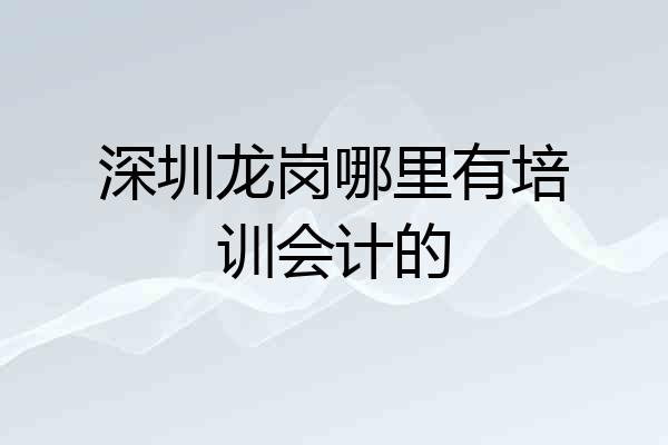 深圳龙岗哪里有培训会计的