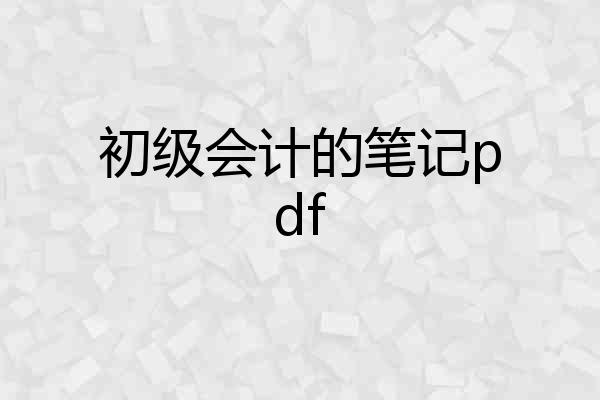 初级会计的笔记pdf