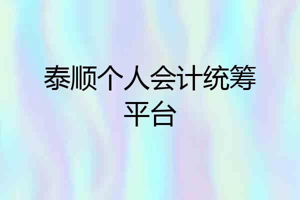 泰顺个人会计统筹平台